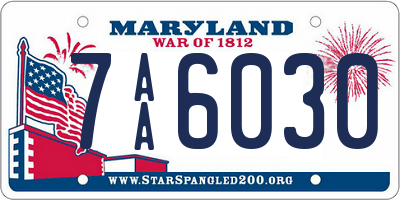 MD license plate 7AA6030