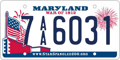 MD license plate 7AA6031