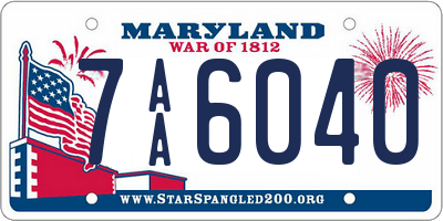 MD license plate 7AA6040