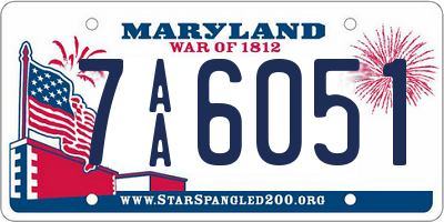 MD license plate 7AA6051