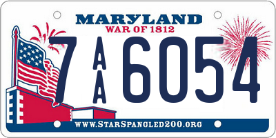 MD license plate 7AA6054