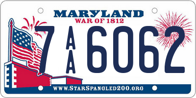 MD license plate 7AA6062