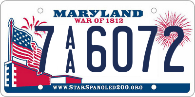 MD license plate 7AA6072