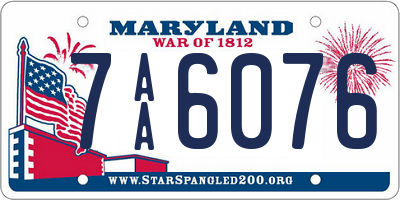 MD license plate 7AA6076