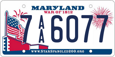 MD license plate 7AA6077