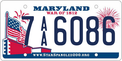 MD license plate 7AA6086