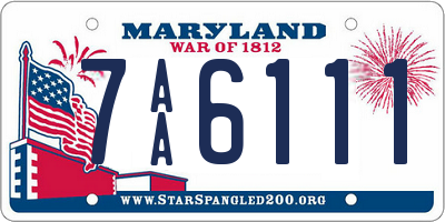 MD license plate 7AA6111