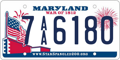 MD license plate 7AA6180