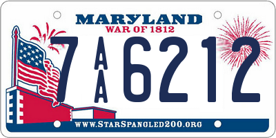 MD license plate 7AA6212