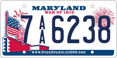 MD license plate 7AA6238