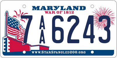 MD license plate 7AA6243