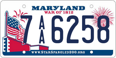 MD license plate 7AA6258