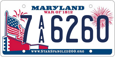 MD license plate 7AA6260