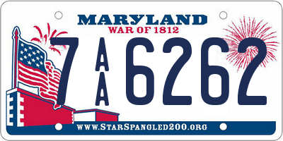MD license plate 7AA6262