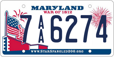 MD license plate 7AA6274