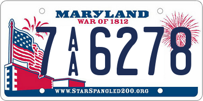 MD license plate 7AA6278