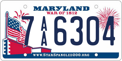 MD license plate 7AA6304