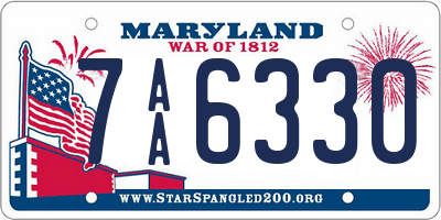 MD license plate 7AA6330