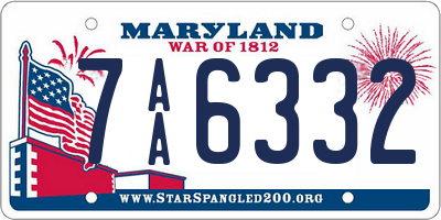 MD license plate 7AA6332