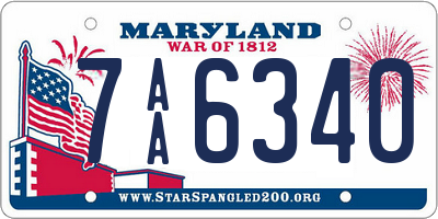 MD license plate 7AA6340