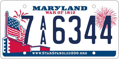 MD license plate 7AA6344