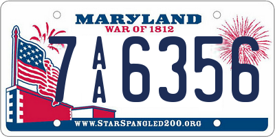 MD license plate 7AA6356