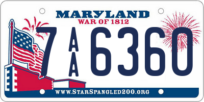 MD license plate 7AA6360