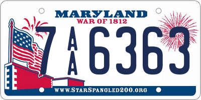 MD license plate 7AA6363