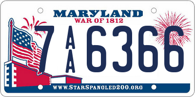 MD license plate 7AA6366