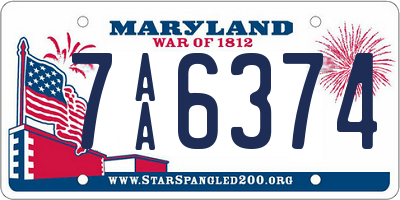 MD license plate 7AA6374