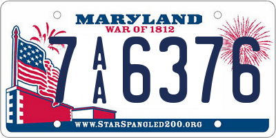 MD license plate 7AA6376