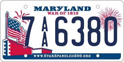 MD license plate 7AA6380