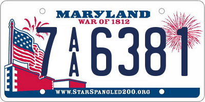 MD license plate 7AA6381