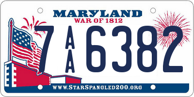 MD license plate 7AA6382