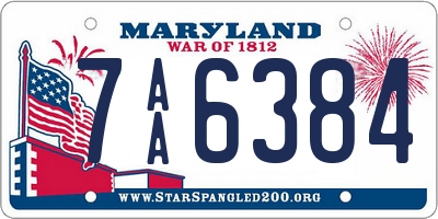 MD license plate 7AA6384