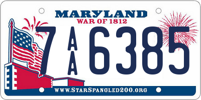 MD license plate 7AA6385