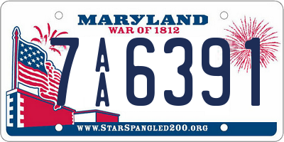 MD license plate 7AA6391