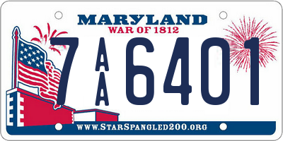 MD license plate 7AA6401