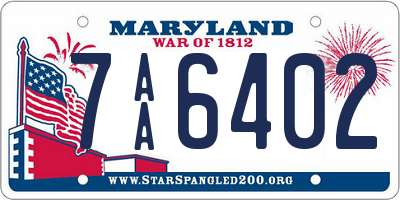MD license plate 7AA6402