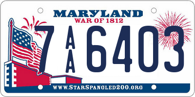 MD license plate 7AA6403