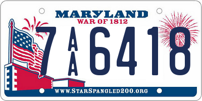 MD license plate 7AA6418