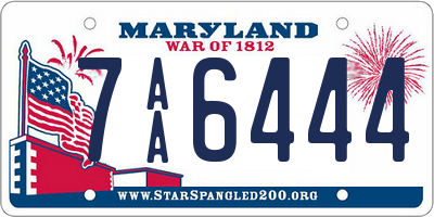 MD license plate 7AA6444