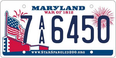 MD license plate 7AA6450