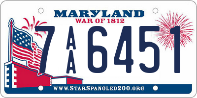 MD license plate 7AA6451