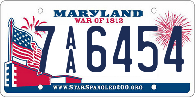 MD license plate 7AA6454