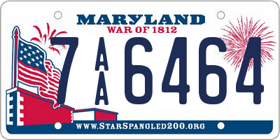 MD license plate 7AA6464