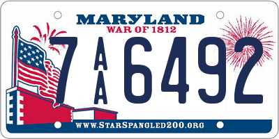 MD license plate 7AA6492