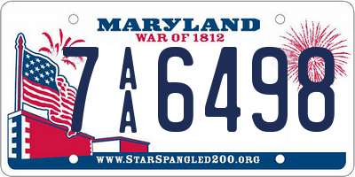 MD license plate 7AA6498