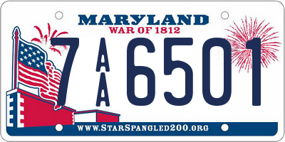 MD license plate 7AA6501