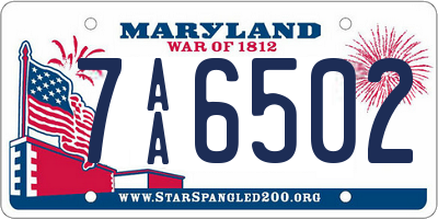 MD license plate 7AA6502